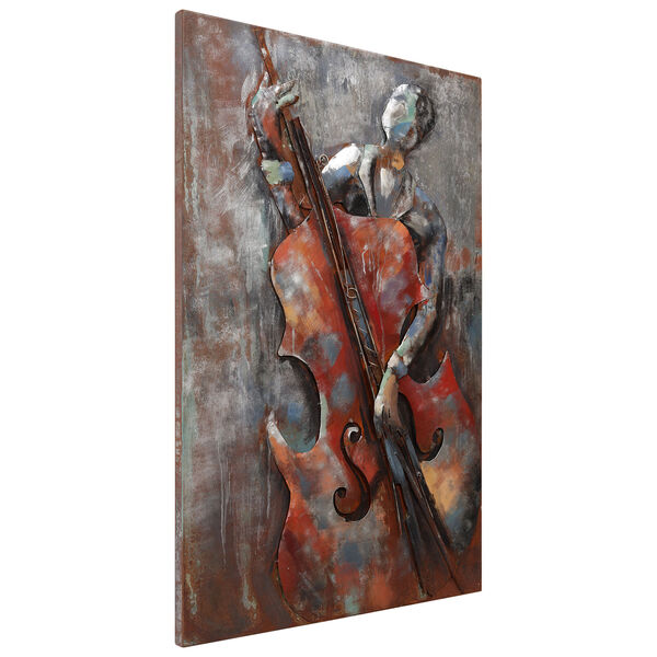 The Bassist Mixed Media Iron Hand Painted Dimensional Wall Art, image 3