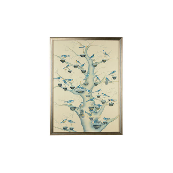 Antique Silver Aviary In Shades Of Blue Wall Art, image 1
