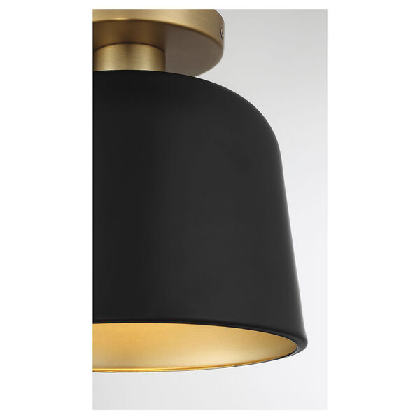 Chelsea Matte Black and Natural Brass One-Light Semi-Flush Mount, image 5