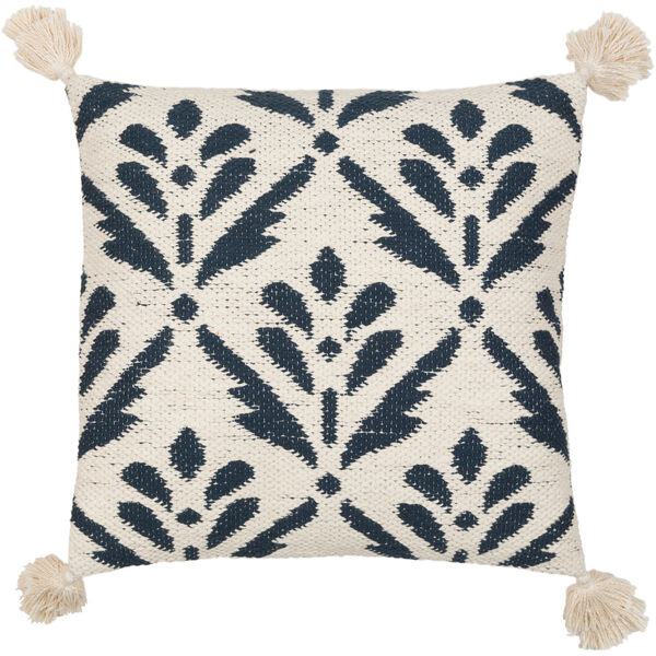 Dorothy Cream, Light Beige and Ink Blue Throw Pillow, image 1