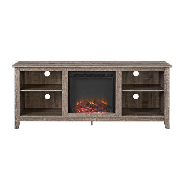 58-inch Driftwood TV Stand with Fireplace Insert, image 3