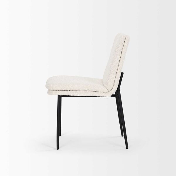 Eve Cream Boucle Fabric and Matte Black Metal Dining Chair, image 3