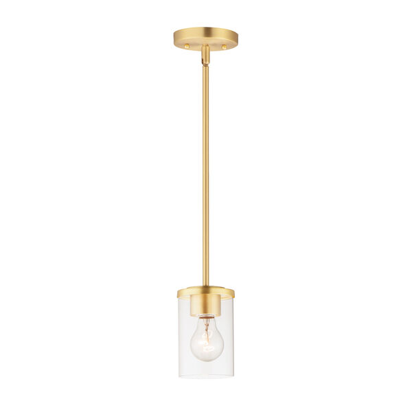 Corona Satin Brass One-Light Mini Pendant, image 1