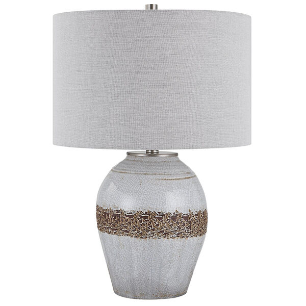 Poul Gray and Rust Brown One-Light Crackled Table Lamp, image 1