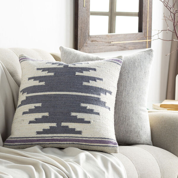 Alamosa Charcoal, Denim and Bright Purple 22-Inch Pillow, image 2