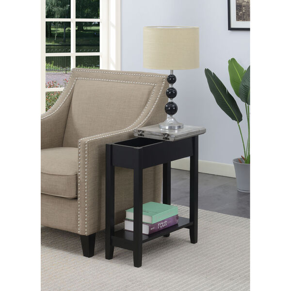 American Heritage Faux Birch and Black Flip Top End Table, image 4