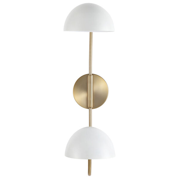 Trilby Matte White and Burnished Brass Two-Light Wall Sconce, image 3
