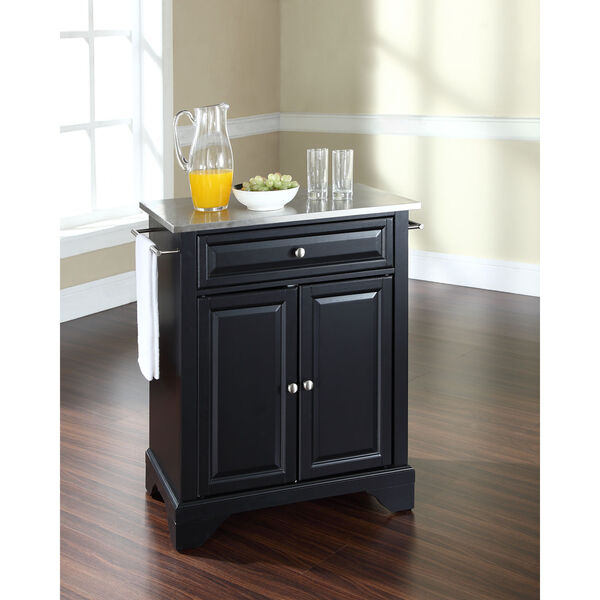 LaFayette Stainless Steel Top Portable Kitchen Island in Black Finish, image 3