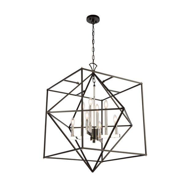 Roxton Matte Black and Polished Nickel Eight-Light Chandelier, image 2