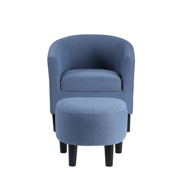 Take a Seat Blue Linen Churchill Accent Chair with Ottoman, image 4
