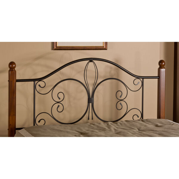 Milwaukee Textured Black and Cherry Wood Post Full/Queen Headboard, image 1