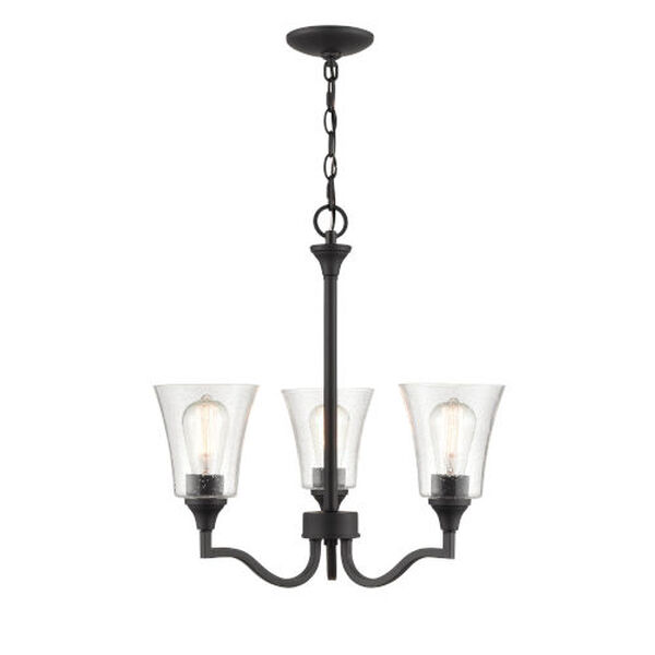 Caily Matte Black Three-Light Chandelier, image 4