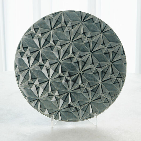 Grey Geometric Ceramic Charger, image 1