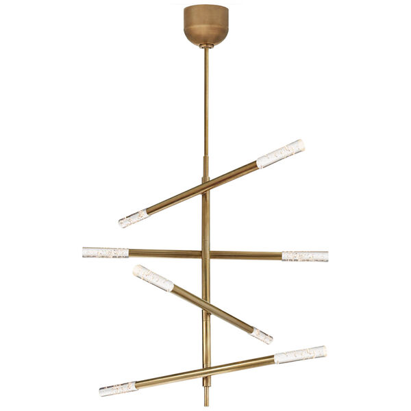 Rousseau Medium Articulating Chandelier in Antique-Burnished Brass with Seeded Glass by Kelly Wearstler, image 1