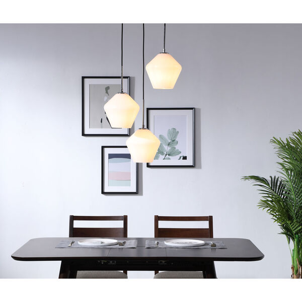 Gene Chrome 18-Inch Three-Light Pendant with Frosted White Glass, image 2