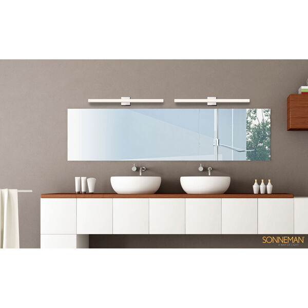 SQ-bar Polished Chrome LED 40-Inch Bath Fixture Strip with White Acrylic Shade, image 4