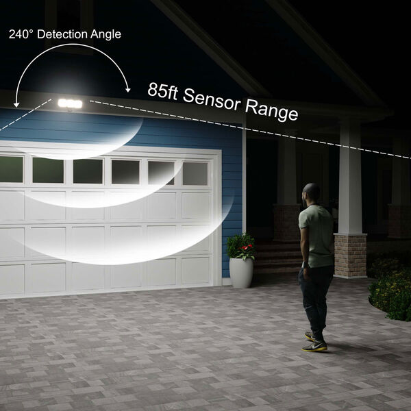 White Three-Light Integrated LED Motion Sensor Outdoor Security Flood Light, image 6