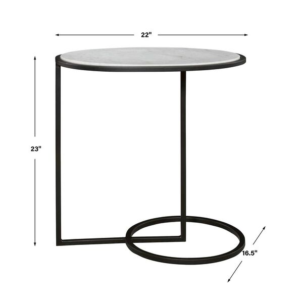 Twofold Satin Black and White Marble Accent Table, image 4