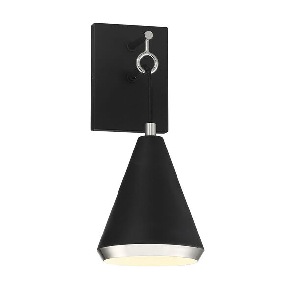 Chelsea Matte Black and Polished Nickel One-Light Wall Sconce, image 1