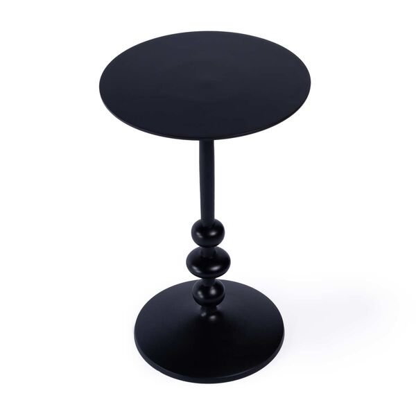 Zara Black Distressed Round Iron Pedestal End Table, image 1