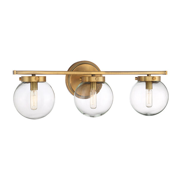 Nicollet Natural Brass LED Three-Light Bath Vanity, image 3