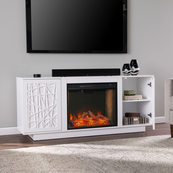 Delgrave White Alexa Smart Fireplace with Media Storage, image 3