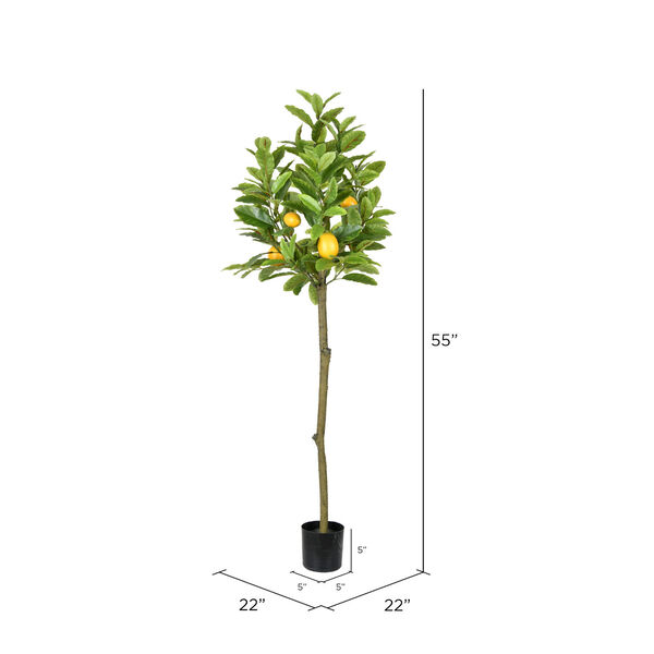Green Potted Lemon Tree with 185 Leaves, image 2