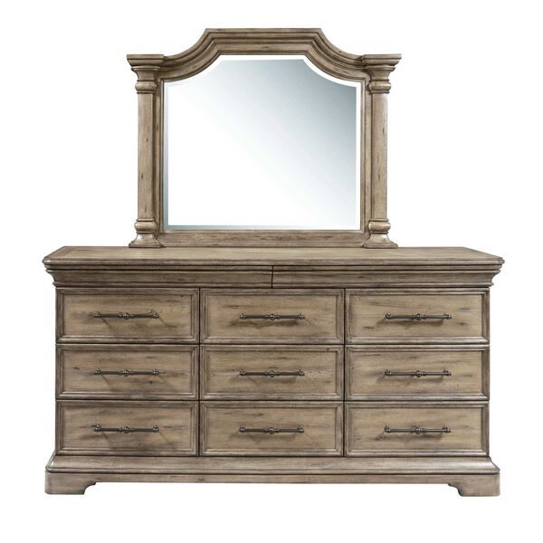 Garrison Cove Natural Mirror with Shaped Crown Molding, image 5
