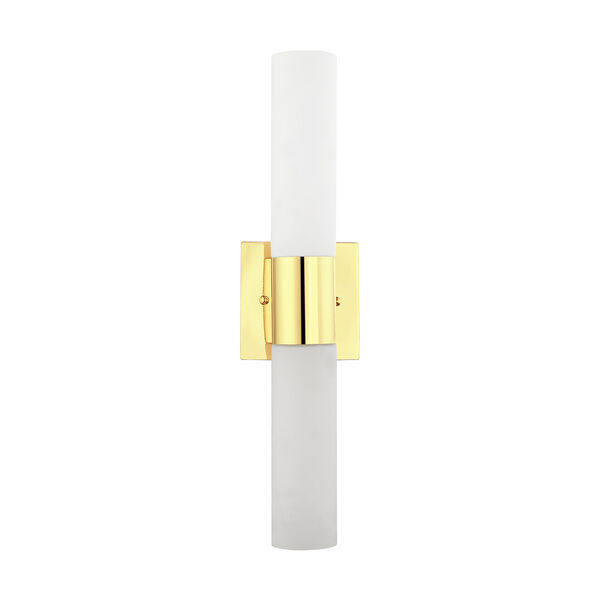 Aero Polished Brass 18-Inch Two-Light ADA Bath Vanity with Hand Blown Satin Opal White Twist Lock Glass, image 2