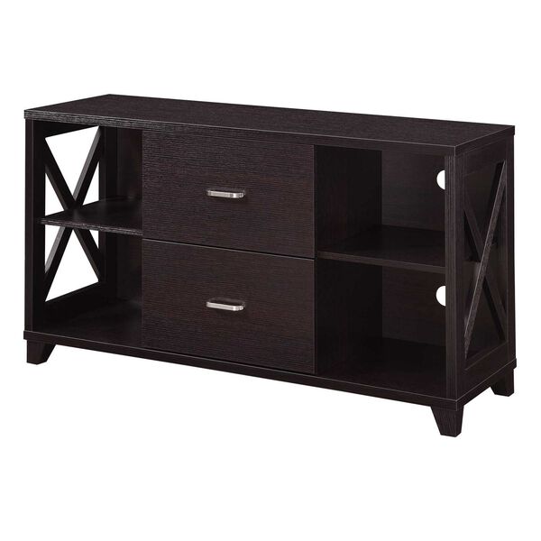 Brown Deluxe Two Drawer TV Stand with Shelve, image 4
