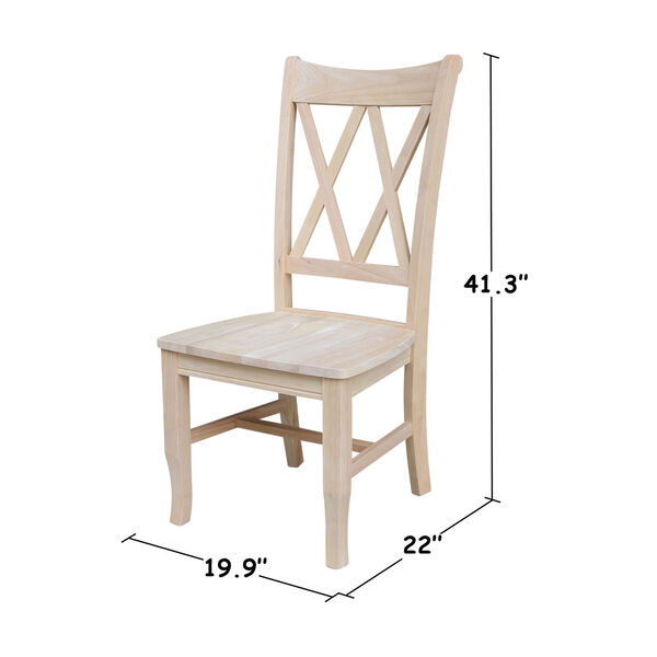 Set of Two Unfinished Wood Double X-Back Chairs, image 4