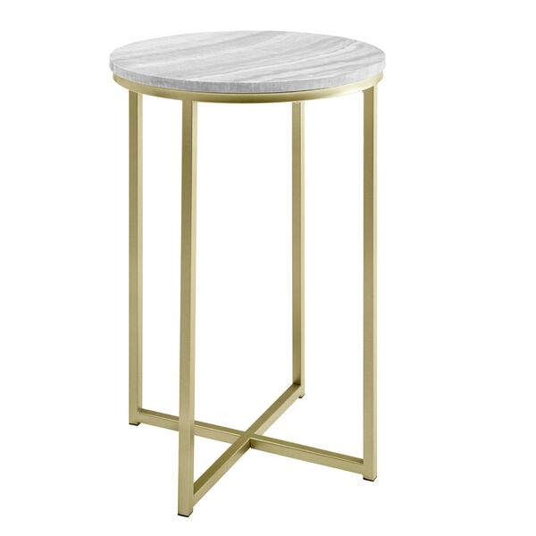 Melissa Gray and Gold Round Glam Side Table, image 1