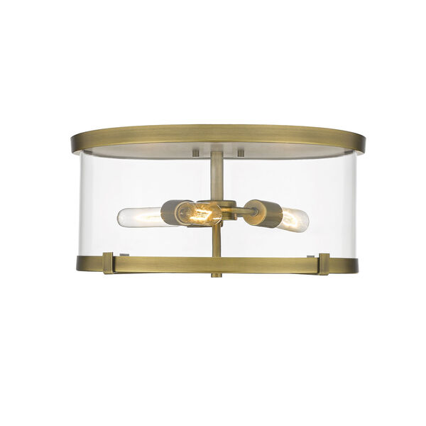 Callista Rubbed Brass Three-Light Flush Mount, image 2