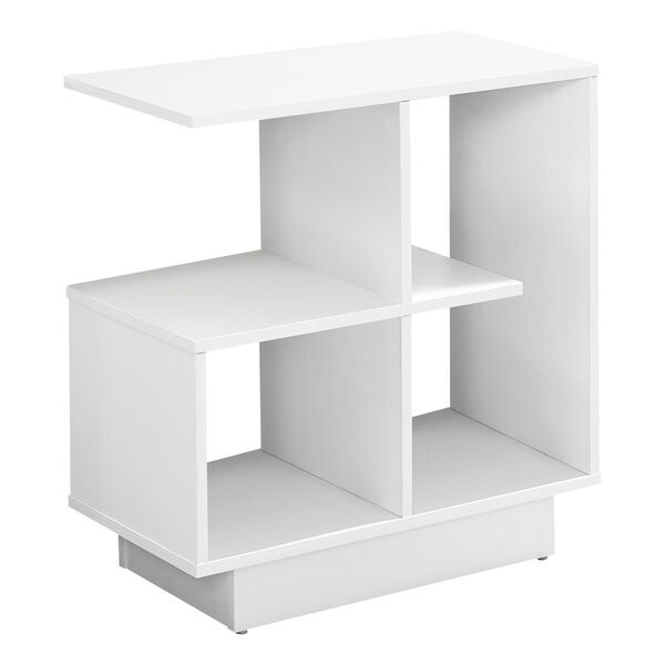 White 12-Inch Accent Table with Four Open Shelves, image 1