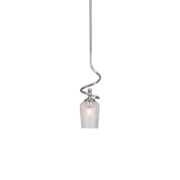 Capri Brushed Nickel One-Light Mini Pendant with Clear Textured Glass, image 1