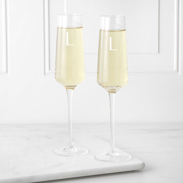 Personalized 9.5 oz. Champagne Estate Glasses, Letter L, Set of 2, image 1