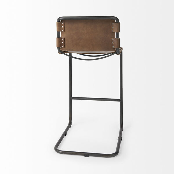 Berbick Medium Brown Leather Seat Bar Height Stool, image 5
