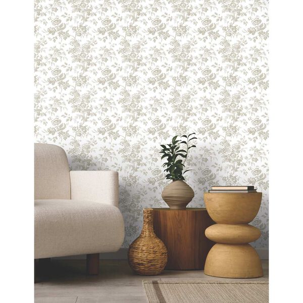 Anemone Toile Taupe Wallpaper, image 1