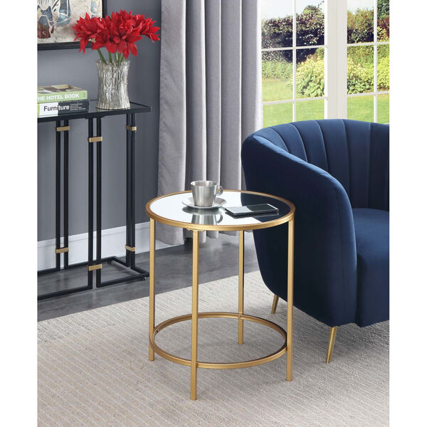 Gold Coast Gold Mirrored Round End Table, image 1