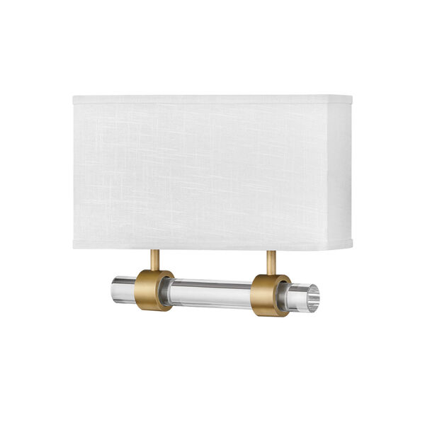 Luster Heritage Brass Two-Light LED Wall Sconce with Off White Linen Shade, image 1