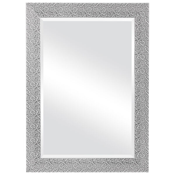 Wellington White and Silver Textured Rectangular Wall Mirror, image 2