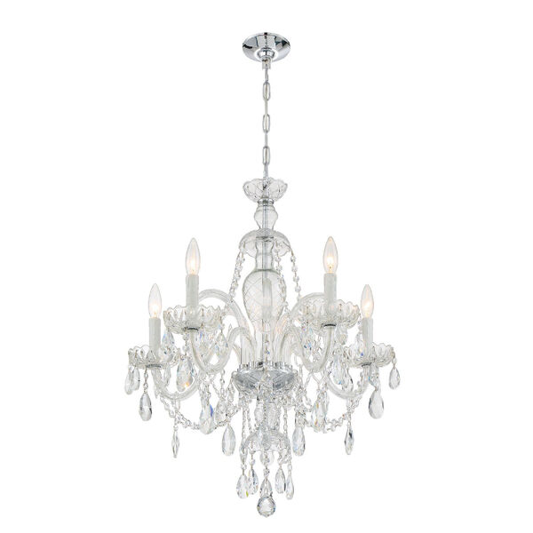 Candace Polished Chrome 25-Inch Five-Light Hand Cut Crystal Chandelier, image 2