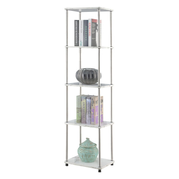 Design2Go Faux White Marble and Chrome Five-Tier Tower, image 3