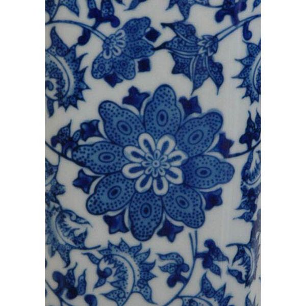 12 Inch Porcelain Vase Blue and White Floral, Width - 6 Inches, image 3