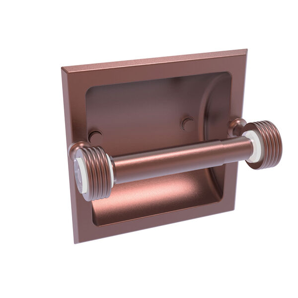 Pacific Grove Antique Copper Six-Inch Recessed Toilet Paper Holder with Groovy Accents, image 1