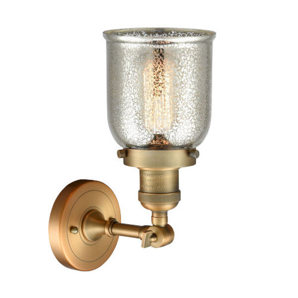 Small Bell Brushed Brass One-Light Semi Flush Mount, image 4