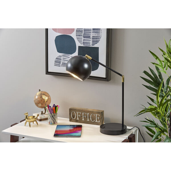 Ashbury Black Antique Brass Accent One-Light Desk Lamp, image 2