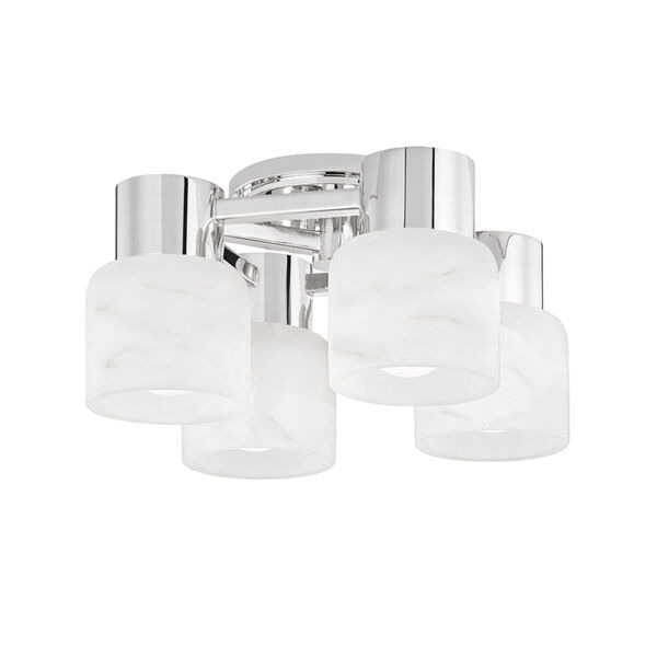 Centerport Polished Nickel Four-Light LED Wall Sconce with Alabaster Shade, image 1