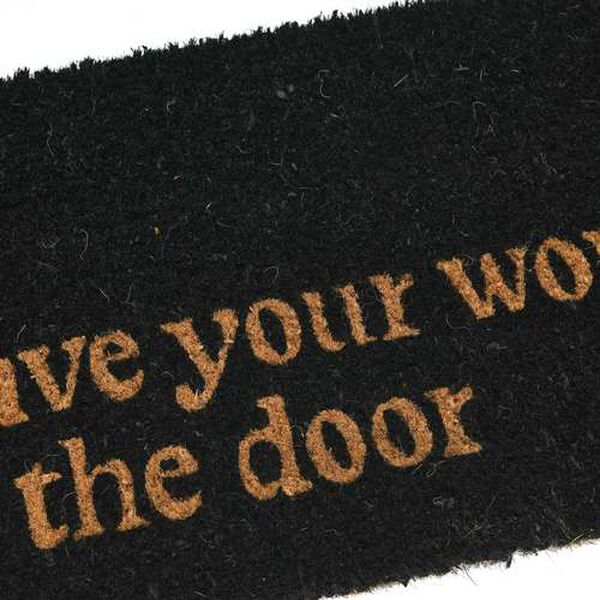 Black Leave Your Worries At The Door Natural Coir Doormat, image 2