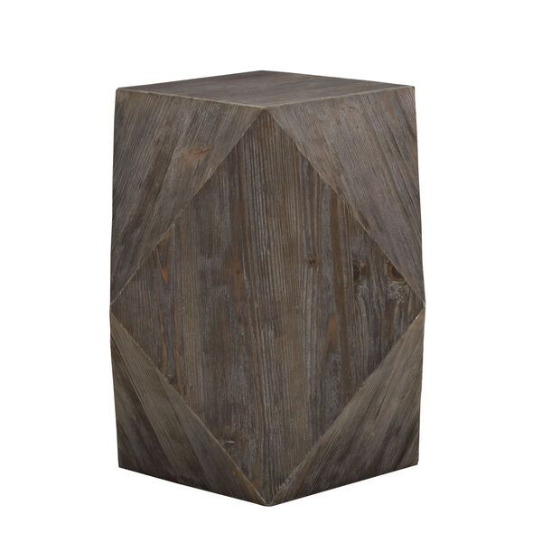 Swanson Reclaimed Dark Wood Geometric End Table, image 2